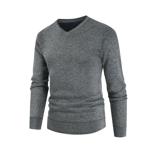Men's Trendy V-Neck Pullover Knitted Autumn Slim Fit Long Sleeve Warm Sweaters